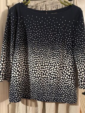 Ann Taylor Navy Top with White Dot Gradient